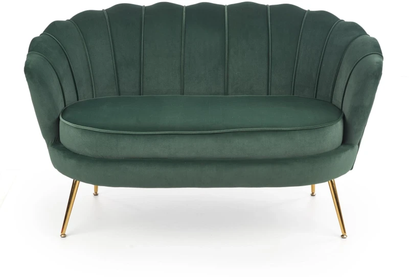 Sofa muszelka Amorinito XL w stylu glamour do salonu ciemny zielony