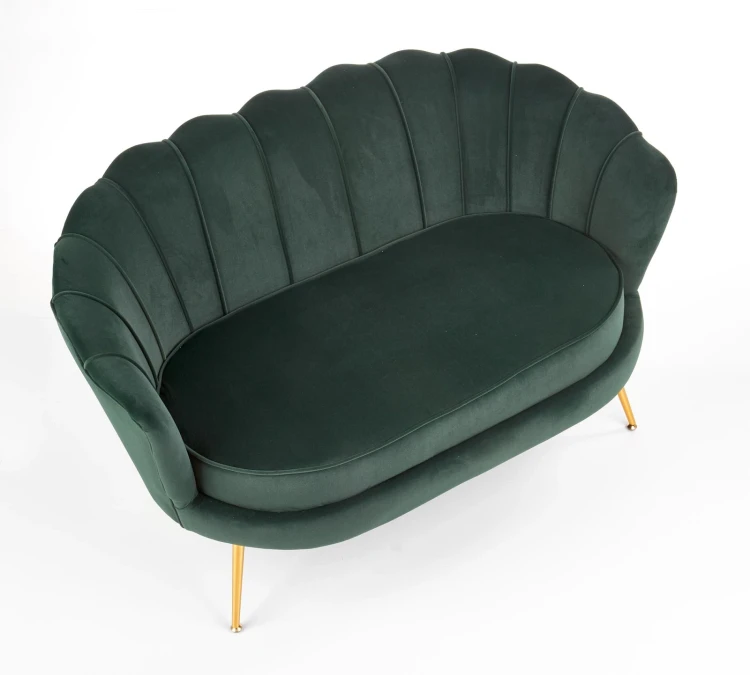 Sofa muszelka Amorinito XL w stylu glamour do salonu ciemny zielony