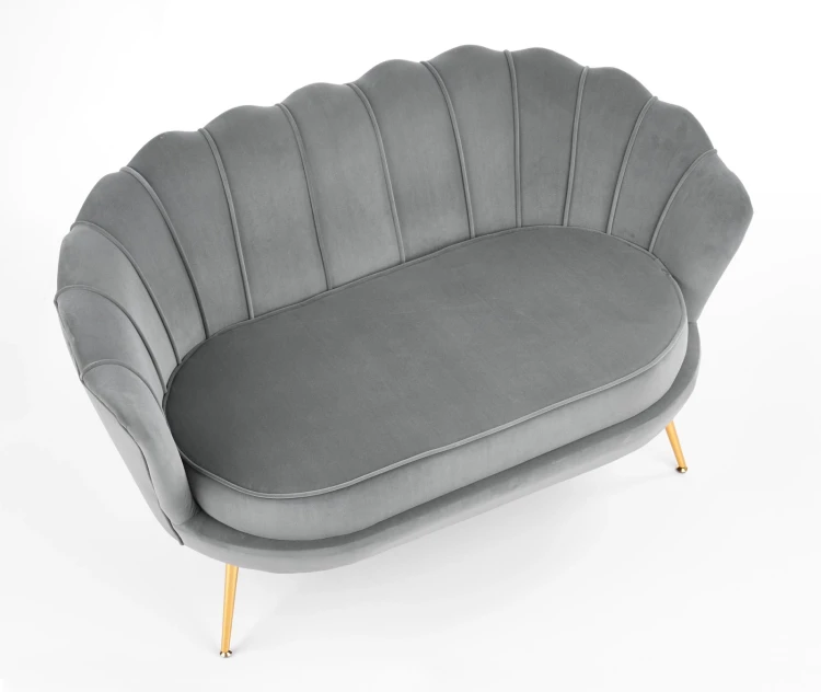 Sofa muszelka Amorinito XL w stylu glamour do salonu popielaty