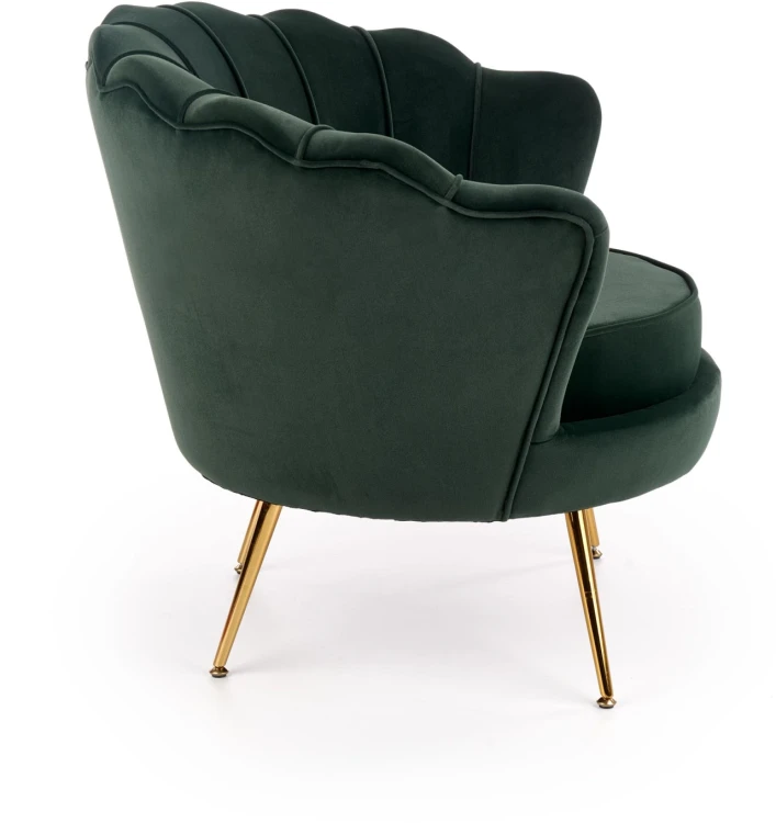 Fotel muszelka Amorinito w stylu glamour do salonu ciemny zielony
