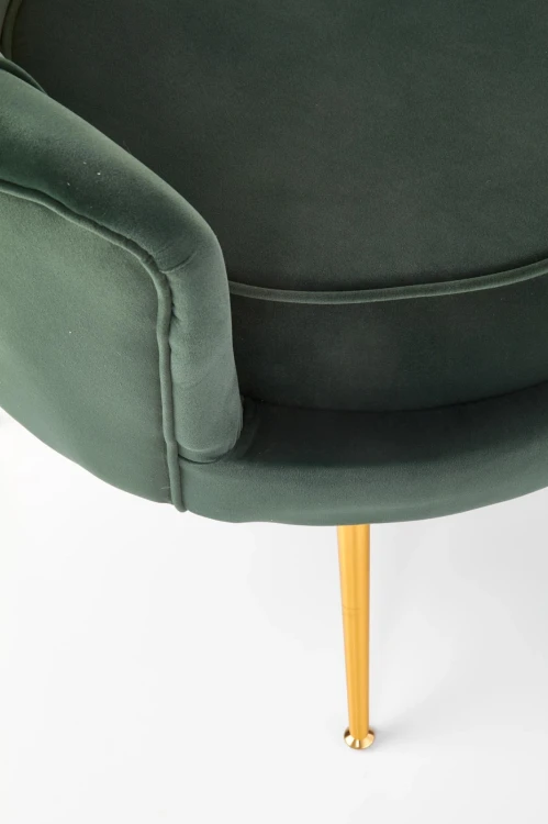 Fotel muszelka Amorinito w stylu glamour do salonu ciemny zielony