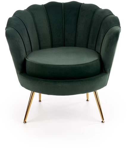 Fotel muszelka Amorinito w stylu glamour do salonu ciemny zielony