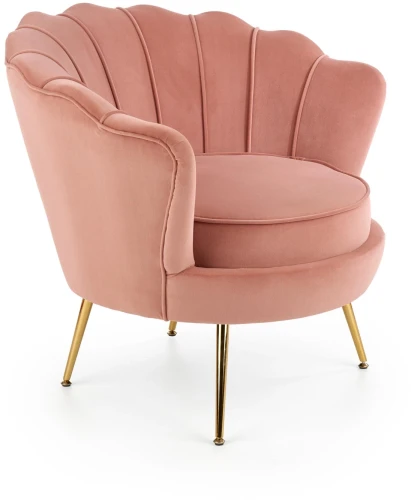 Fotel muszelka Amorinito w stylu glamour do salonu jasny różowy