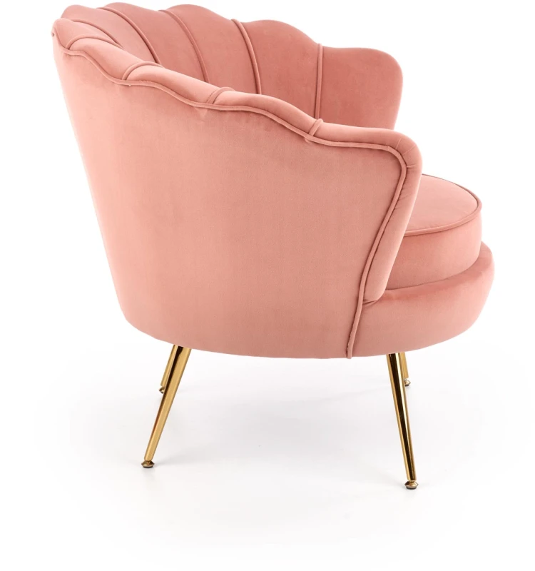 Fotel muszelka Amorinito w stylu glamour do salonu jasny różowy