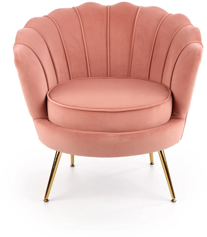 Fotel muszelka Amorinito w stylu glamour do salonu jasny różowy