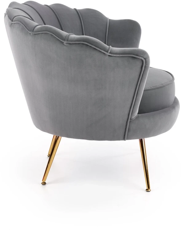 Fotel muszelka Amorinito w stylu glamour do salonu popielaty