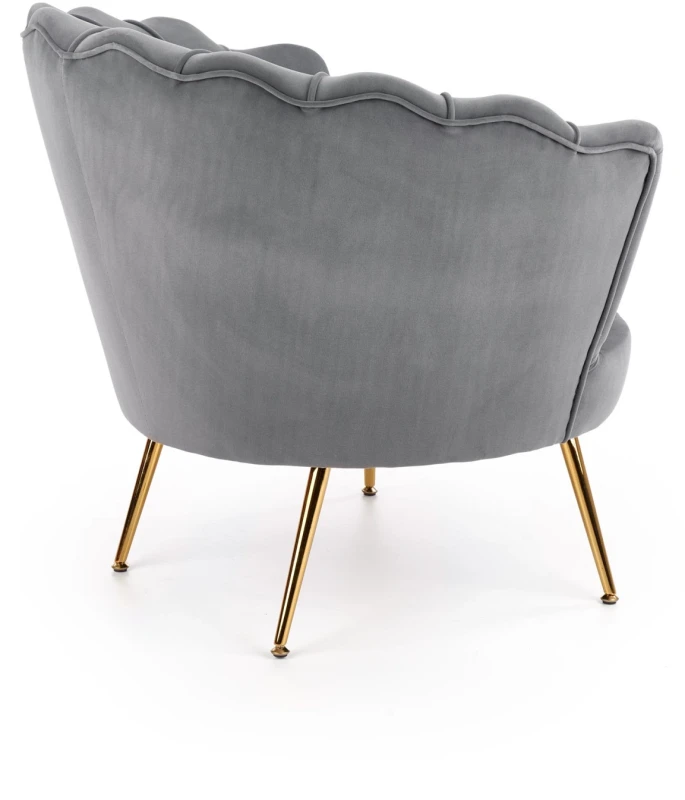 Fotel muszelka Amorinito w stylu glamour do salonu popielaty