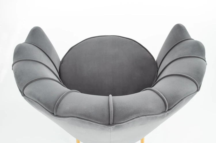 Fotel muszelka Amorinito w stylu glamour do salonu popielaty