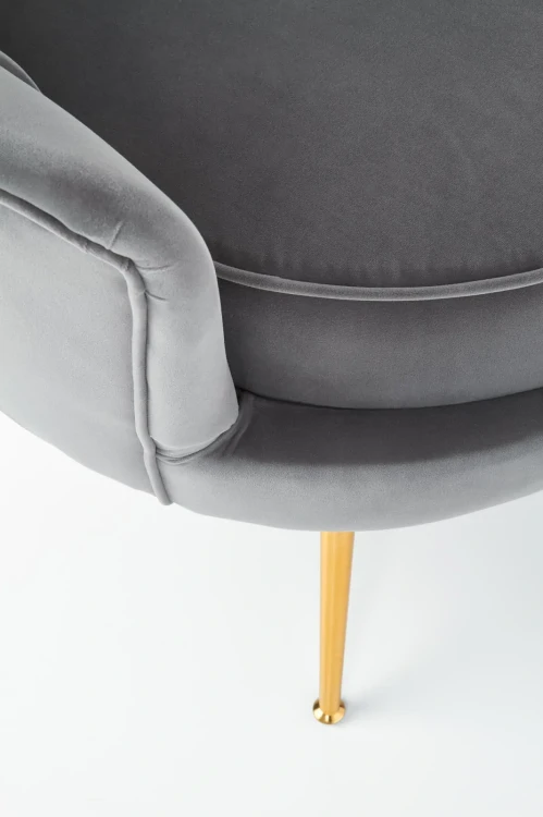 Fotel muszelka Amorinito w stylu glamour do salonu popielaty