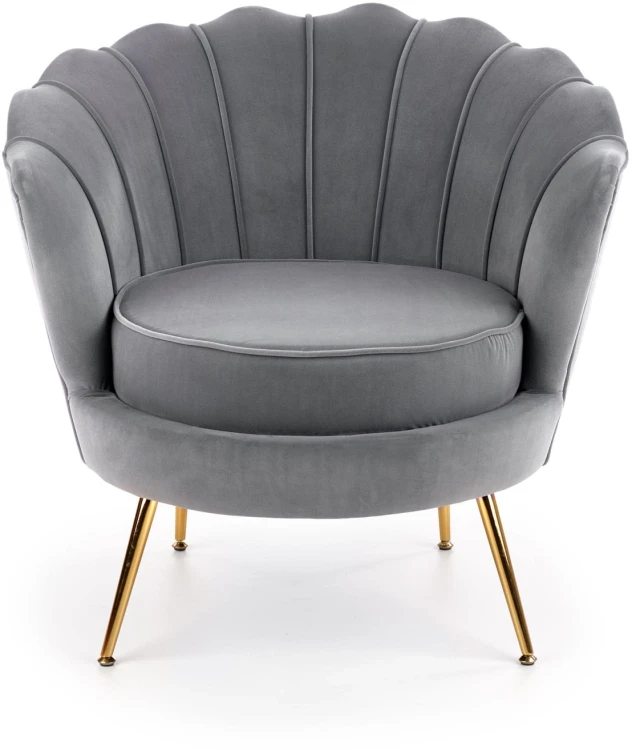 Fotel muszelka Amorinito w stylu glamour do salonu popielaty