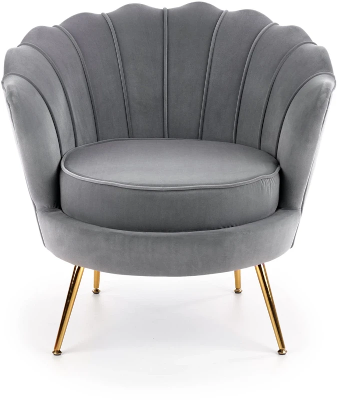 Fotel muszelka Amorinito w stylu glamour do salonu popielaty