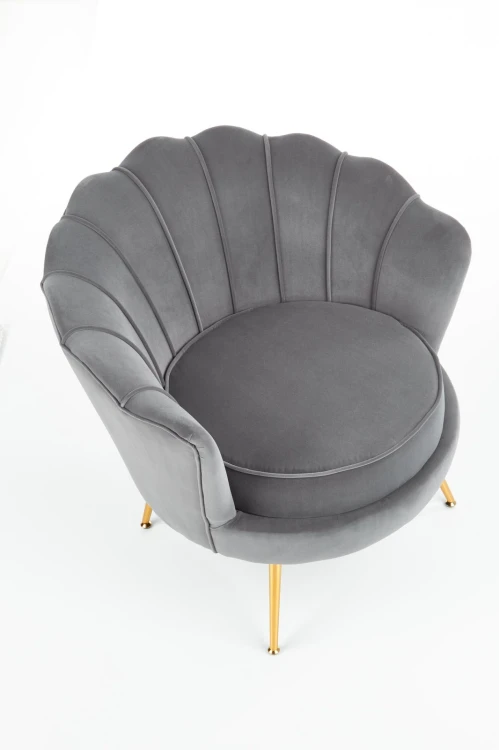Fotel muszelka Amorinito w stylu glamour do salonu popielaty