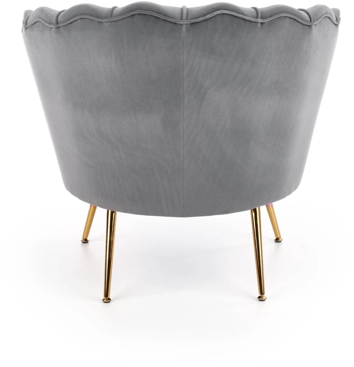Fotel muszelka Amorinito w stylu glamour do salonu popielaty