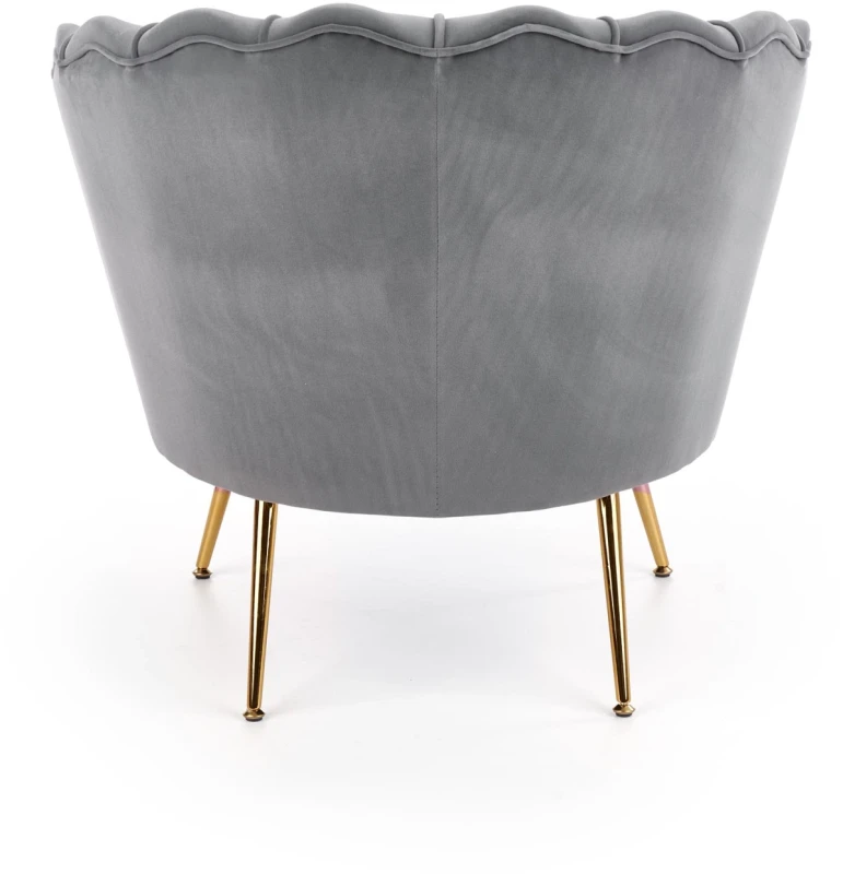 Fotel muszelka Amorinito w stylu glamour do salonu popielaty