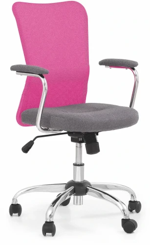 Fotel gabinetowy Andy obrotowy młodzieżowy różowy/popielaty