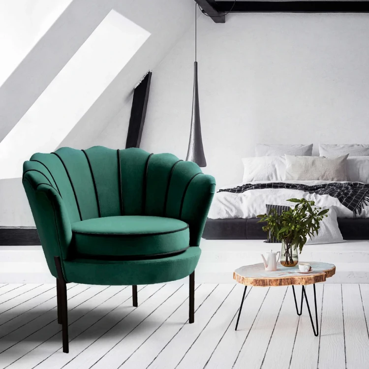 Fotel wypoczynkowy Angelo w stylu glamour do salonu ciemny zielony