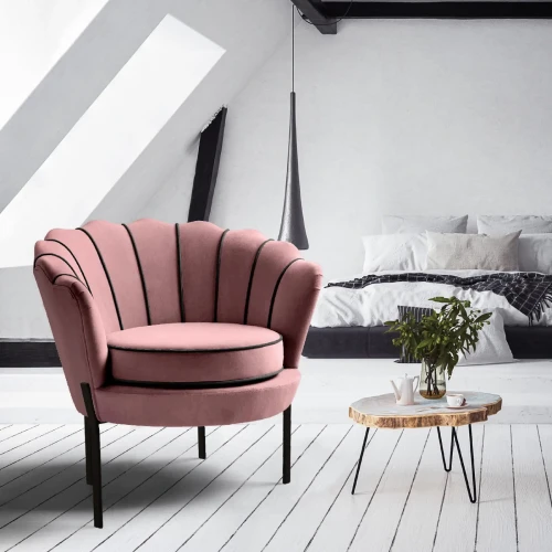Fotel wypoczynkowy Angelo w stylu glamour do salonu różowy