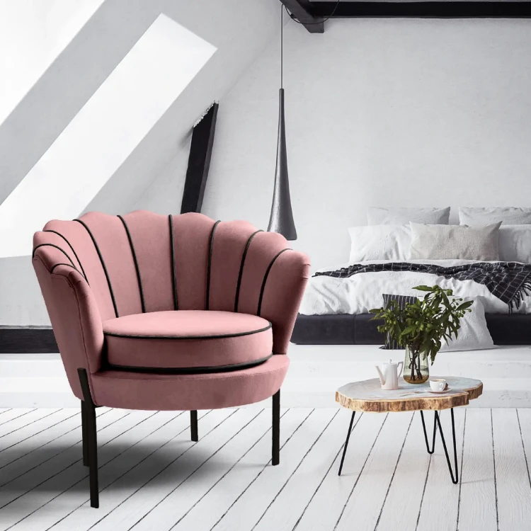 Fotel wypoczynkowy Angelo w stylu glamour do salonu różowy