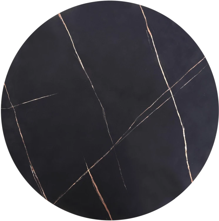 Ława okrągła Antica 80 cm blat czarny marmur/czarny