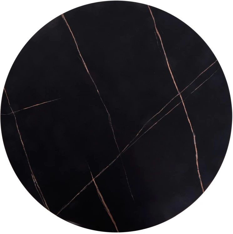 Ława okrągła Antica 80 cm blat czarny marmur/czarny