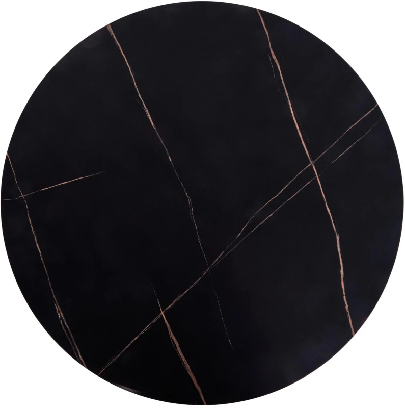 Ława okrągła Antica 80 cm blat czarny marmur/czarny