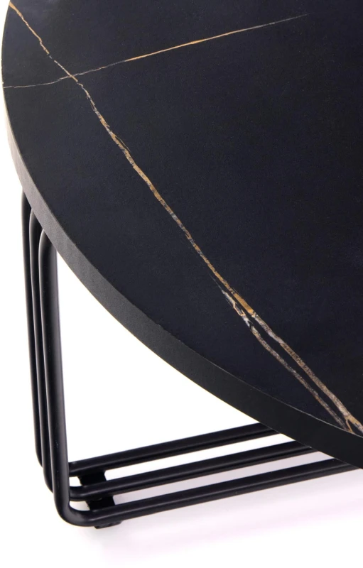 Ława okrągła Antica 80 cm blat czarny marmur/czarny