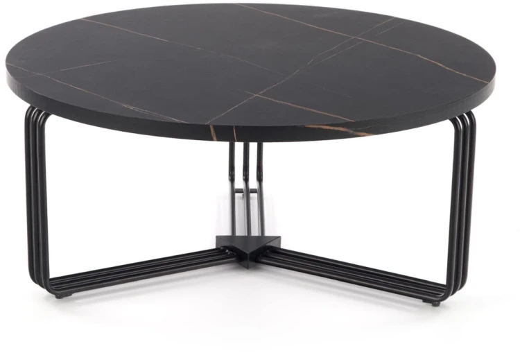 Ława okrągła Antica 80 cm blat czarny marmur/czarny