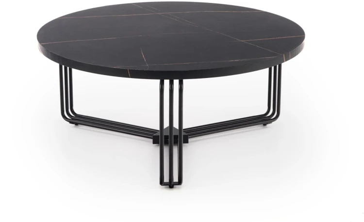 Ława okrągła Antica 80 cm blat czarny marmur/czarny