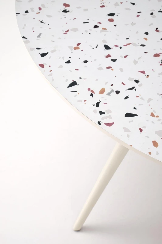 Stół okrągły Aramis nowoczesny do jadalni 120 cm lastryko/biały