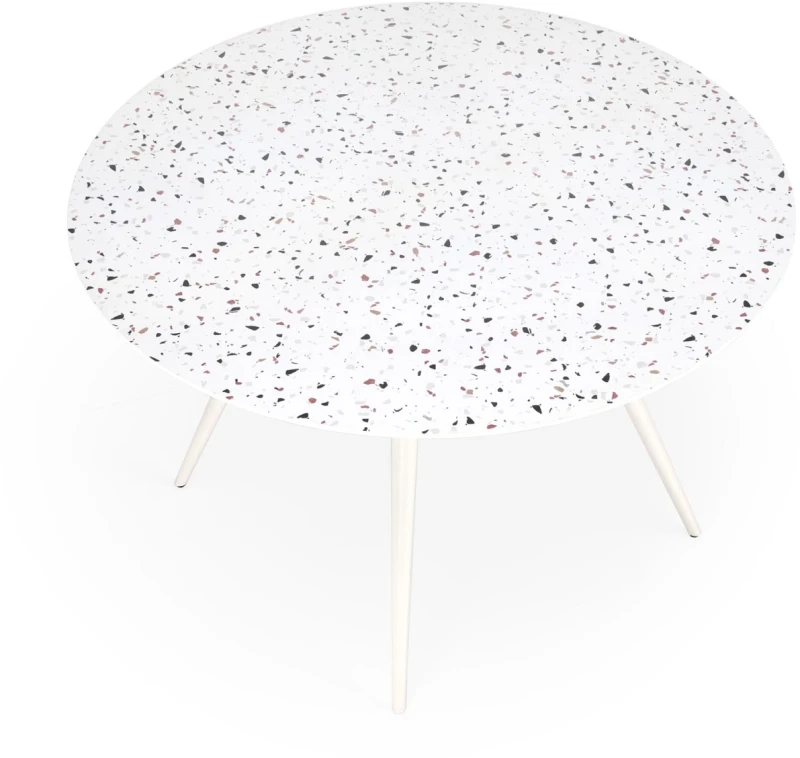 Stół okrągły Aramis nowoczesny do jadalni 120 cm lastryko/biały