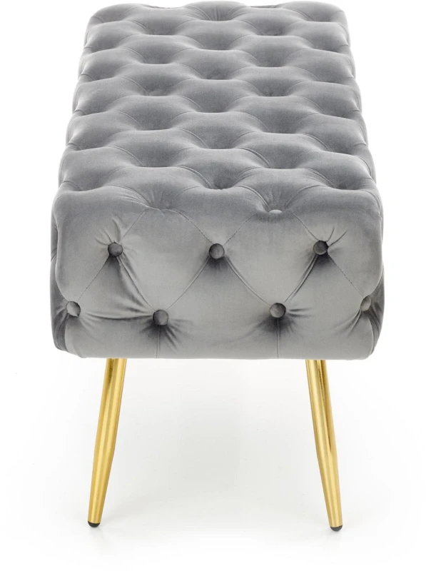 Ławka tapicerowana Athena pikowana do przedpokoju 100 cm popielaty/złoty