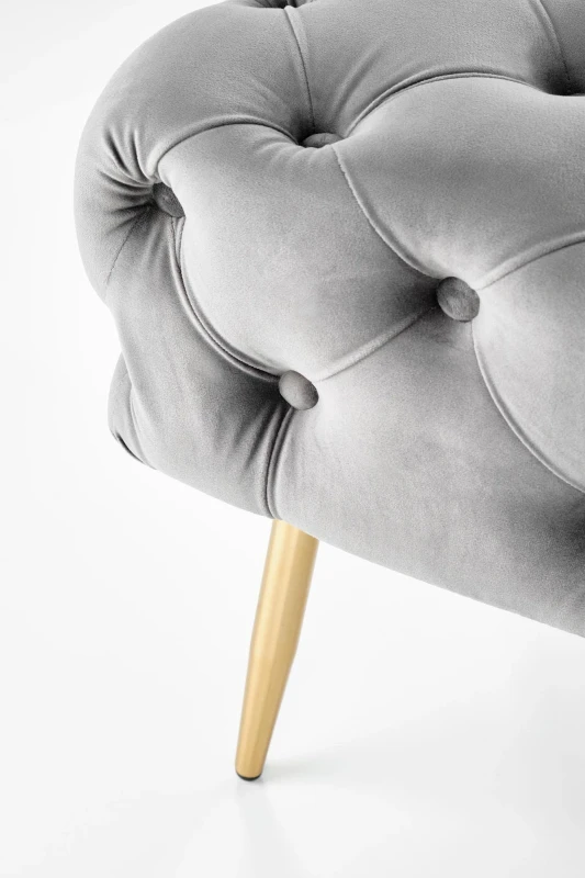 Ławka tapicerowana Athena pikowana do przedpokoju 100 cm popielaty/złoty