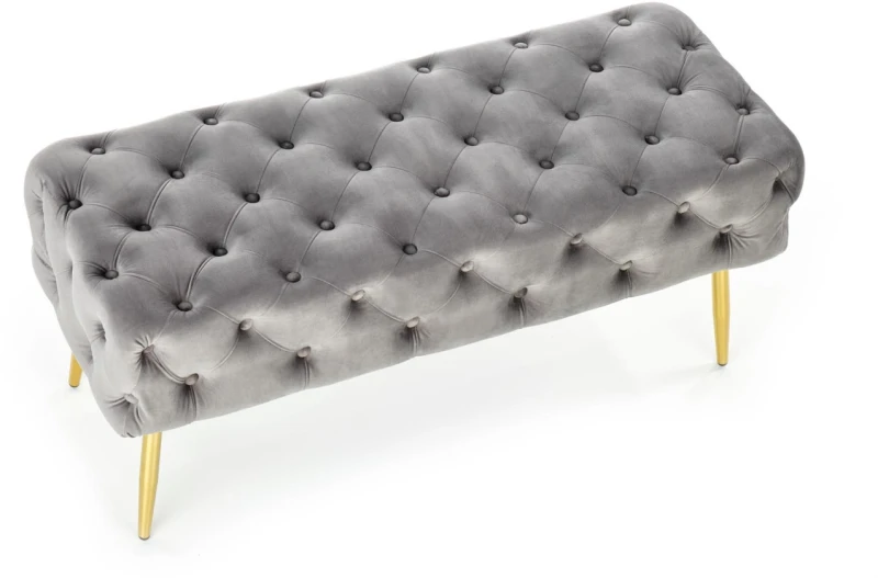 Ławka tapicerowana Athena pikowana do przedpokoju 100 cm popielaty/złoty