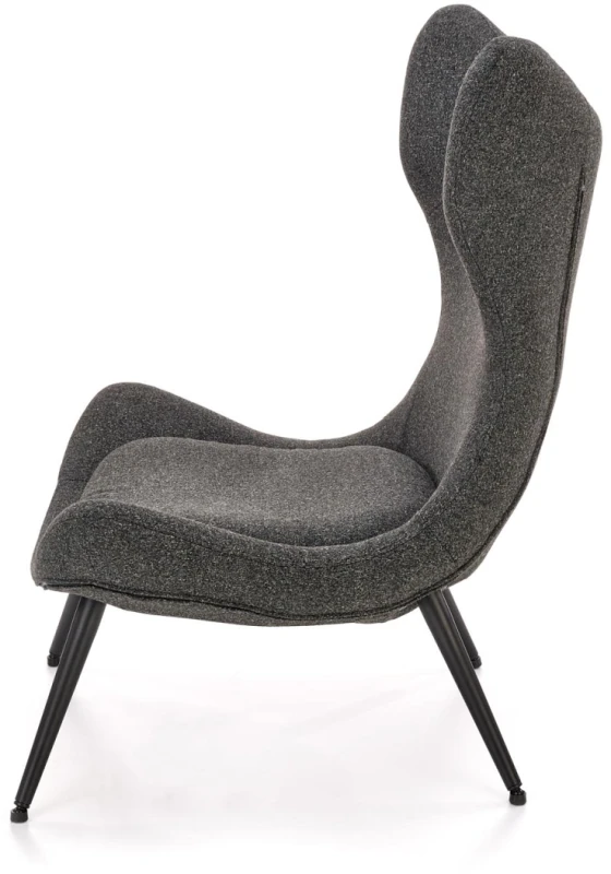 Fotel wypoczynkowy Atlantis uszak do salonu antracytowy/czarny