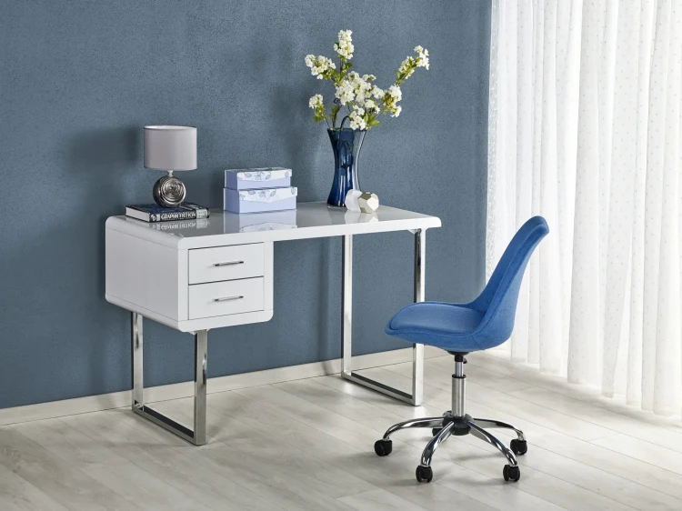 Biurko z szufladami B30 nowoczesne do biura 120 cm biały/chrom