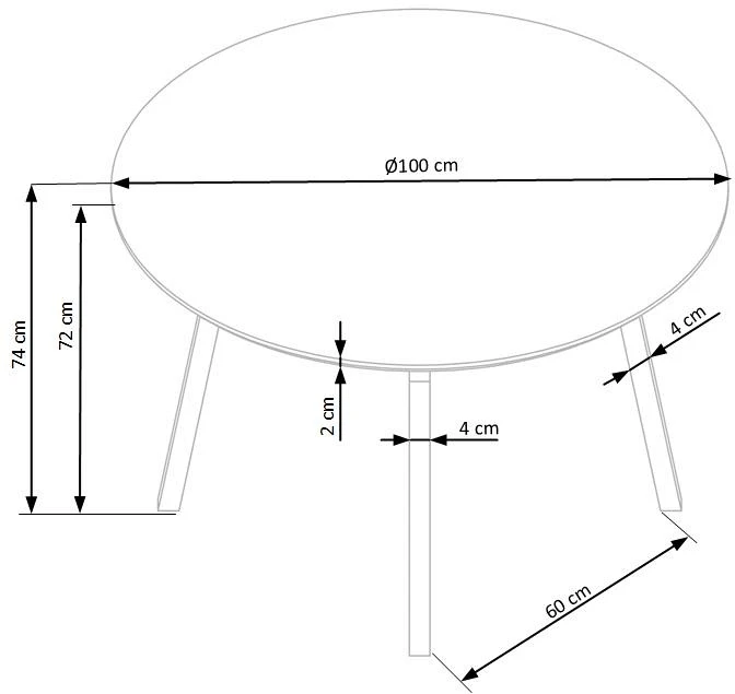 Stół okrągły Balrog na metalowej podstawie do jadalni 100 cm czarny/jasny popiel