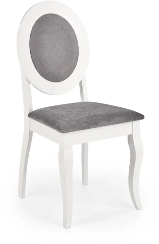 Krzesło drewniane Barock z tapicerowanym siedziskiem do salonu biały/popielaty