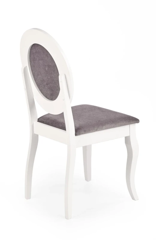 Krzesło drewniane Barock z tapicerowanym siedziskiem do salonu biały/popielaty