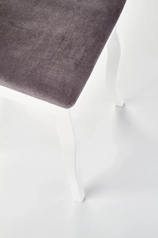 Krzesło drewniane Barock z tapicerowanym siedziskiem do salonu biały/popielaty