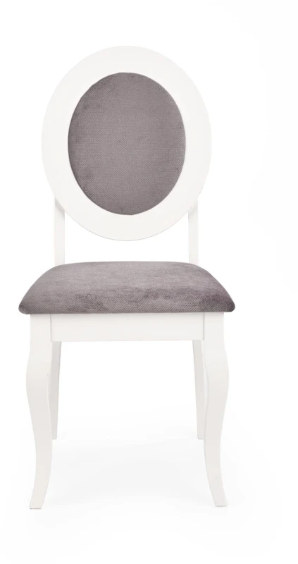 Krzesło drewniane Barock z tapicerowanym siedziskiem do salonu biały/popielaty