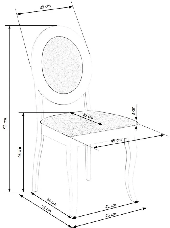 Krzesło drewniane Barock z tapicerowanym siedziskiem do salonu biały/popielaty