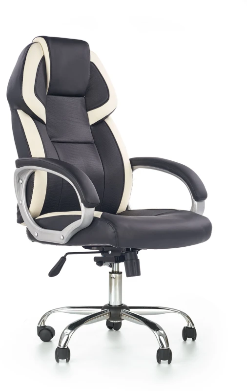 Fotel gabinetowy Barton z mechanizmem multiblock do biura czarny/biały