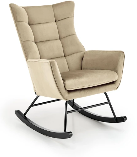 Fotel bujany Bazalto uszak wypoczynkowy welurowy do salonu beżowy