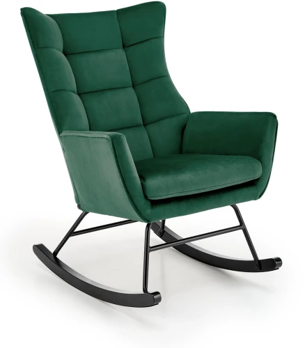Fotel bujany Bazalto uszak wypoczynkowy welurowy do salonu ciemny zielony