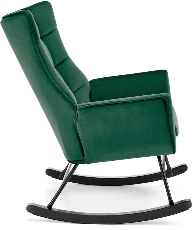 Fotel bujany Bazalto uszak wypoczynkowy welurowy do salonu ciemny zielony
