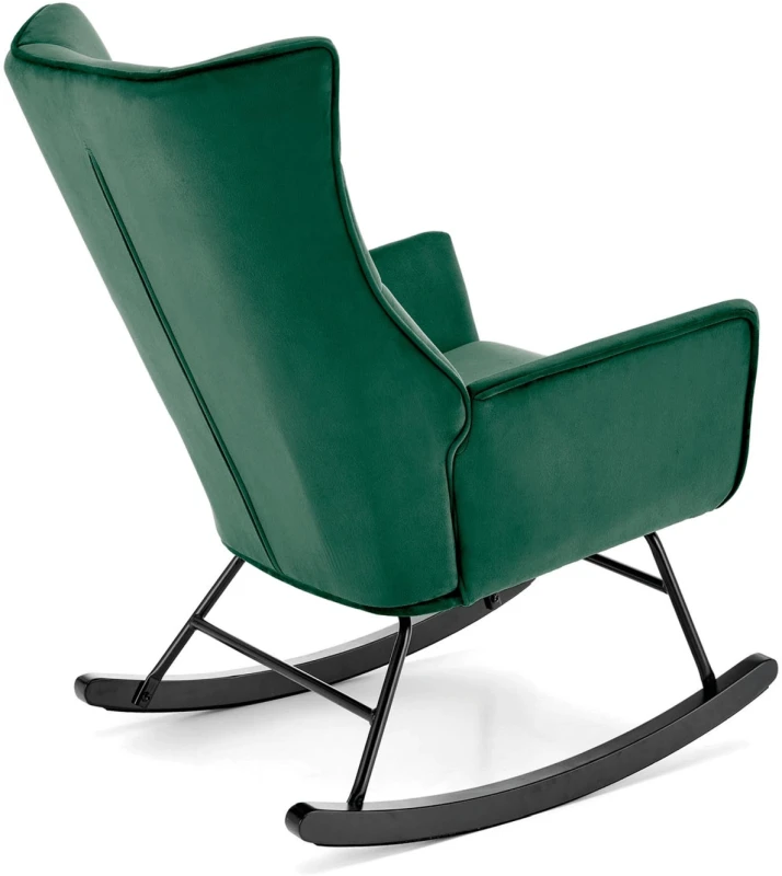 Fotel bujany Bazalto uszak wypoczynkowy welurowy do salonu ciemny zielony