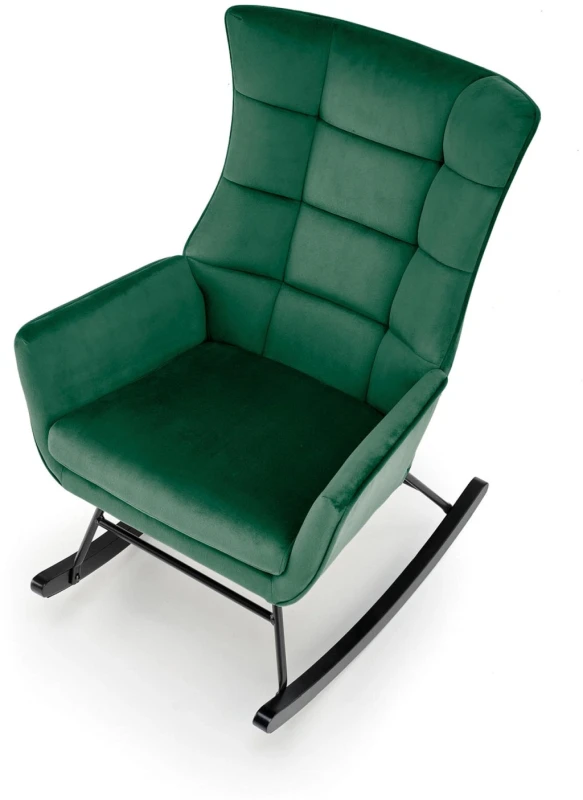 Fotel bujany Bazalto uszak wypoczynkowy welurowy do salonu ciemny zielony