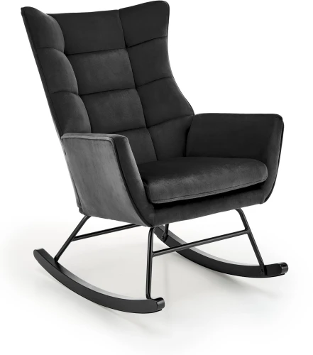 Fotel bujany Bazalto uszak wypoczynkowy welurowy do salonu czarny