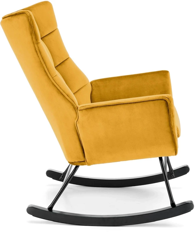 Fotel bujany Bazalto uszak wypoczynkowy welurowy do salonu musztardowy