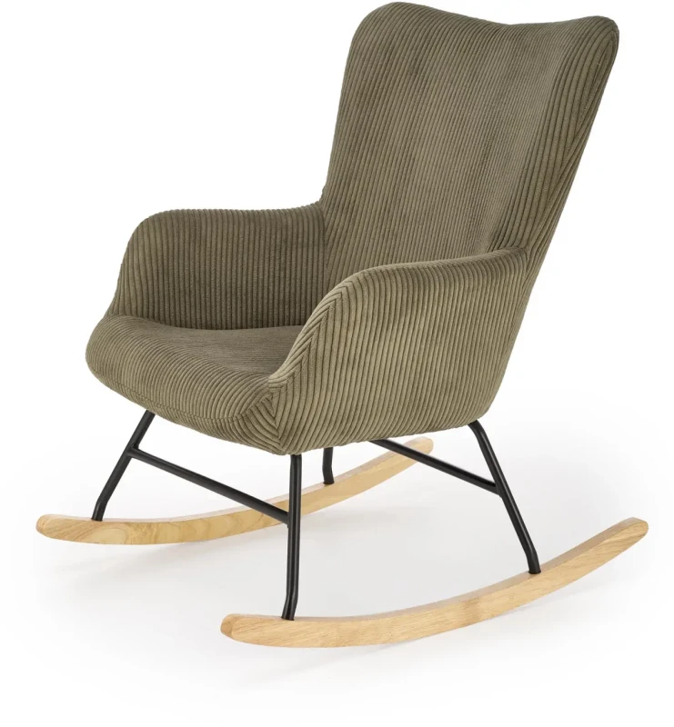 Fotel wypoczynkowy Belmiro z funkcją kołyski do salonu oliwkowy